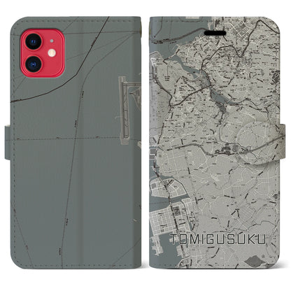 【豊見城（沖縄県）】地図柄iPhoneケース（手帳タイプ）モノトーン・iPhone 11 用