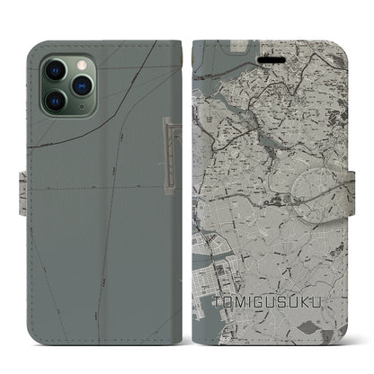 【豊見城（沖縄県）】地図柄iPhoneケース（手帳タイプ）モノトーン・iPhone 11 Pro 用