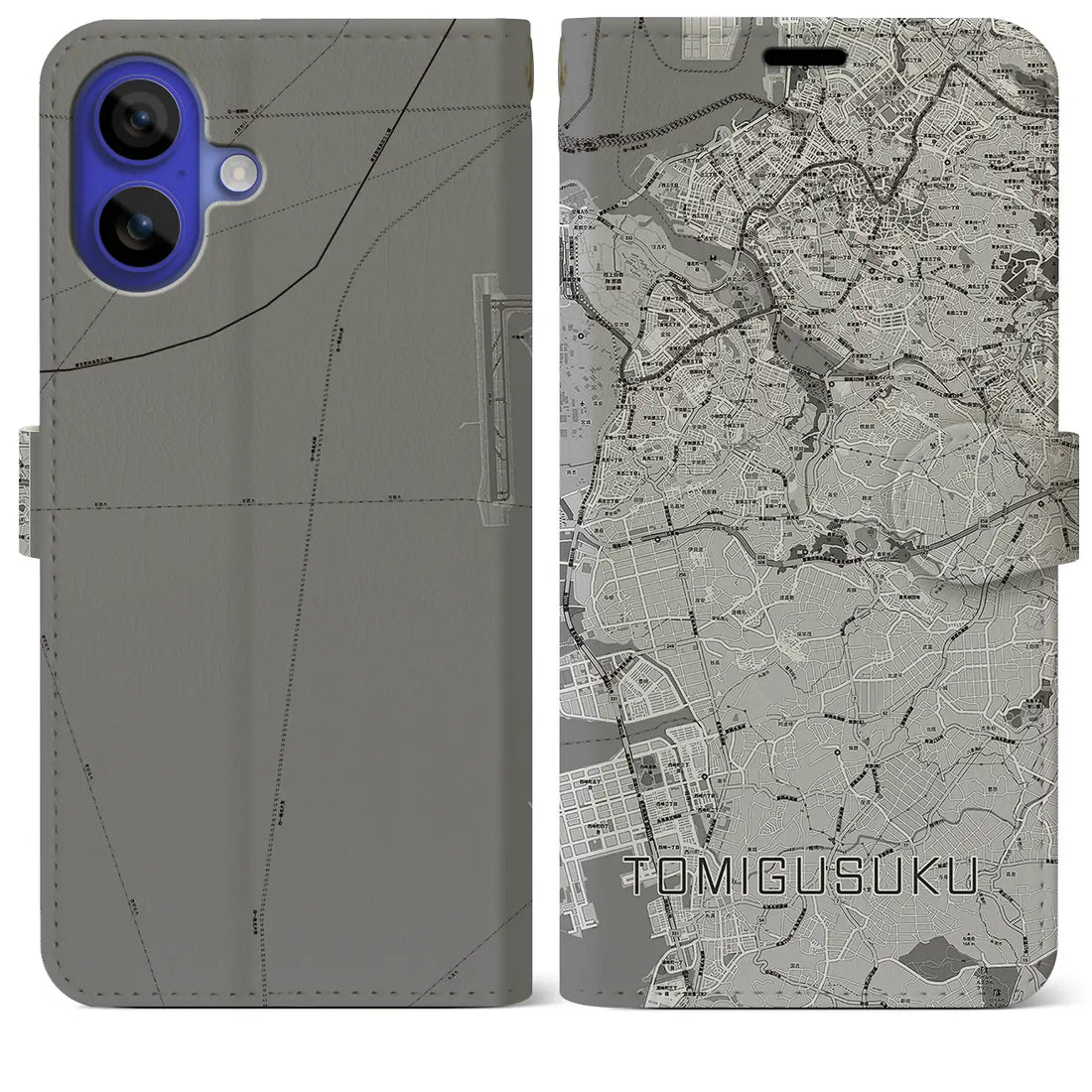 【豊見城(沖縄県)】地図柄iPhoneケース(手帳タイプ)モノトーン・iPhone 16 Pro Max 用