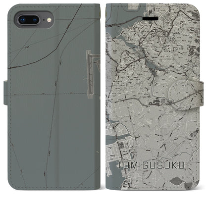 【豊見城（沖縄県）】地図柄iPhoneケース（手帳タイプ）モノトーン・iPhone 8Plus /7Plus / 6sPlus / 6Plus 用