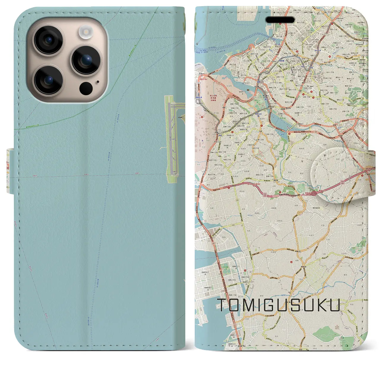 【豊見城（沖縄県）】地図柄iPhoneケース（手帳タイプ）ナチュラル・iPhone 16 Plus 用