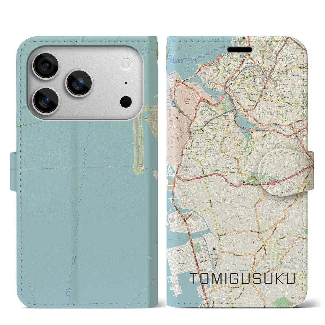 【豊見城（沖縄県）】地図柄iPhoneケース（手帳タイプ）モノトーン・iPhone 17 Pro Max 用