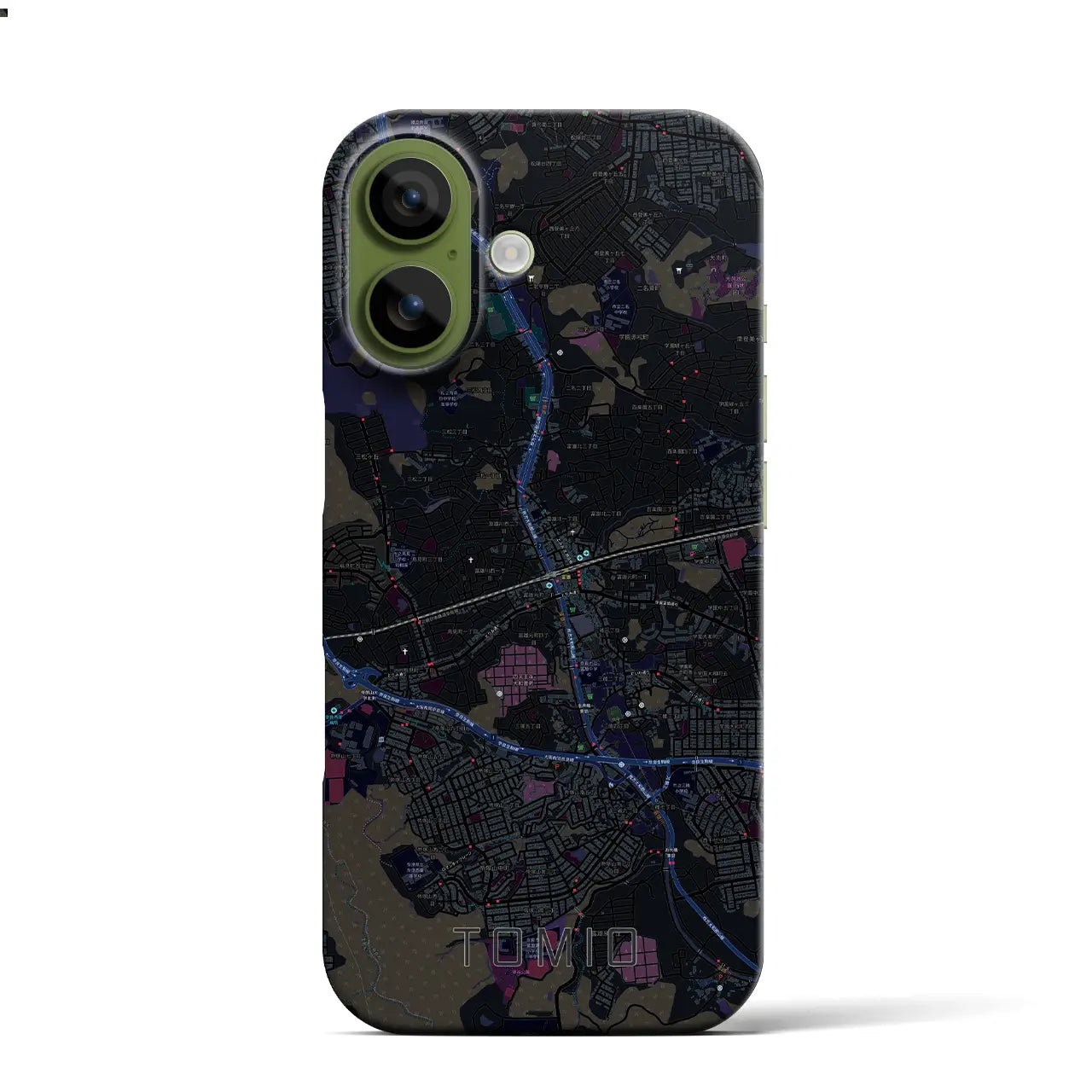 【富雄（奈良県）】地図柄iPhoneケース（バックカバータイプ）