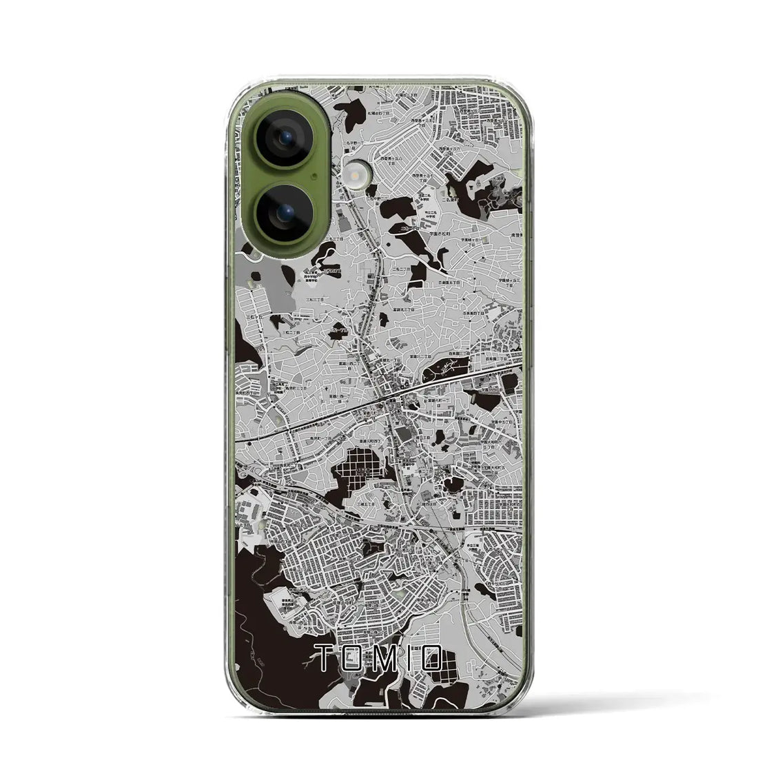 【富雄(奈良県)】地図柄iPhoneケース(クリアタイプ)モノトーン・iPhone 17 Pro Max 用