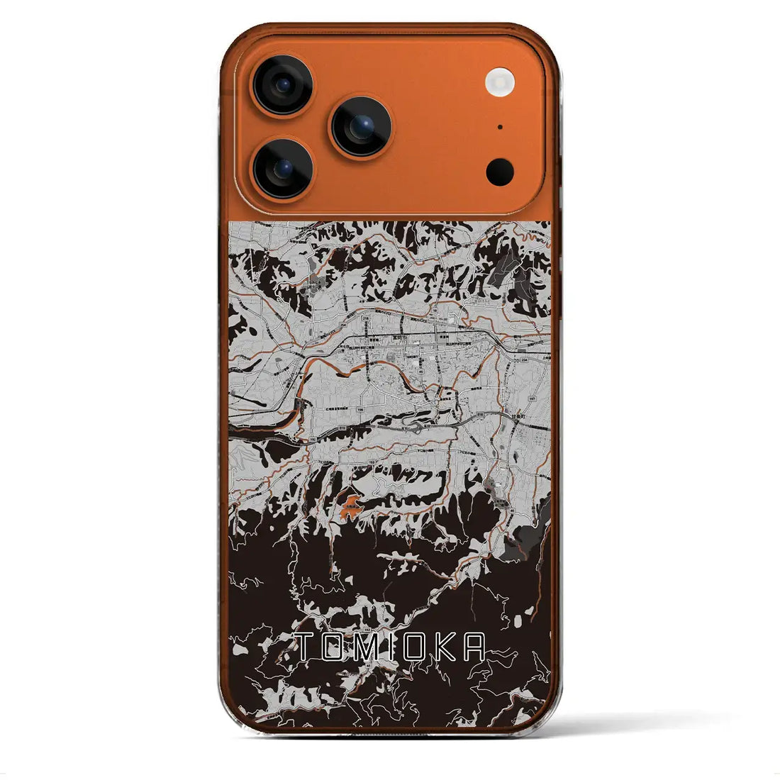 【富岡(群馬県)】地図柄iPhoneケース(クリアタイプ)モノトーン・iPhone 17 Pro Max 用