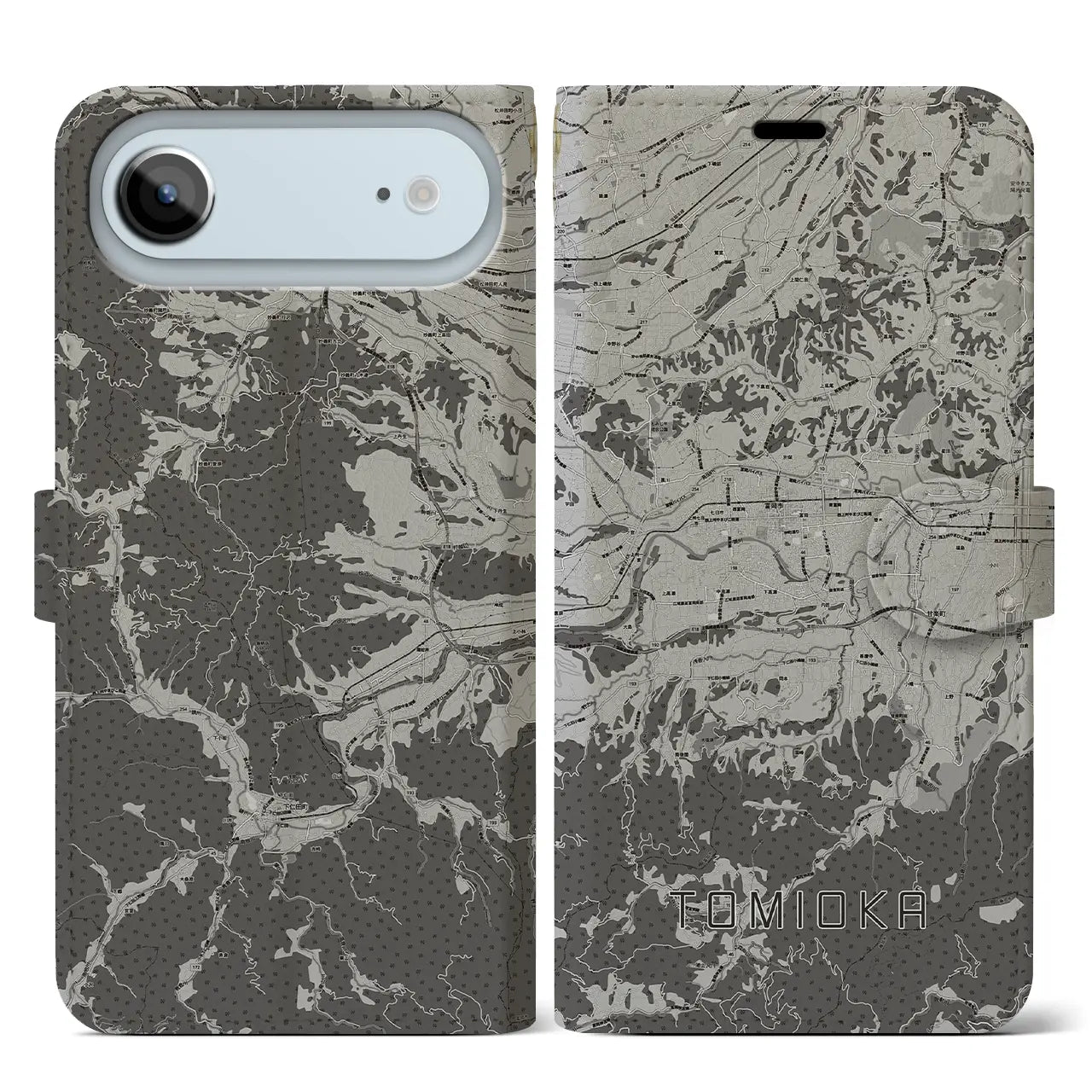 【富岡（群馬県）】地図柄iPhoneケース（手帳タイプ）