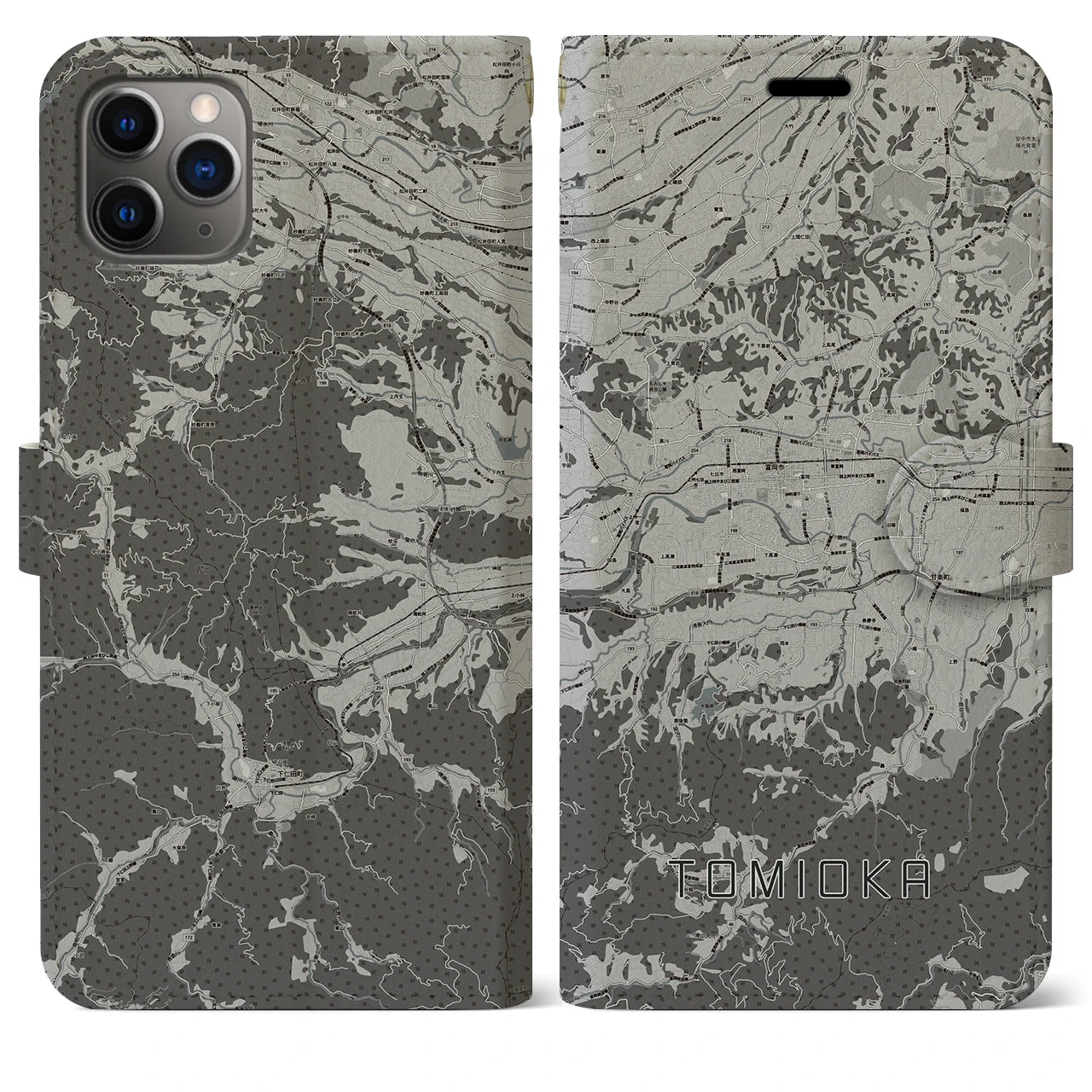 【富岡（群馬県）】地図柄iPhoneケース（手帳タイプ）