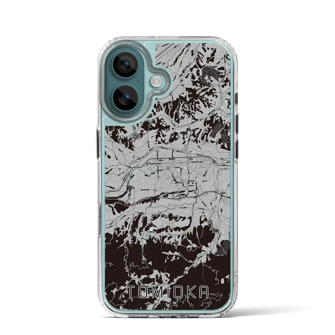 【富岡(群馬県)】地図柄iPhoneケース(MagSafeタイプ)モノトーン・iPhone 16 Pro 用