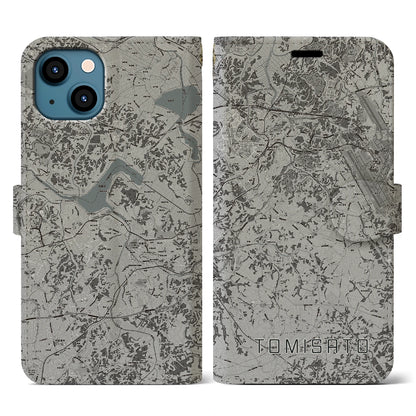 【富里（千葉県）】地図柄iPhoneケース（手帳タイプ）モノトーン・iPhone 13 用