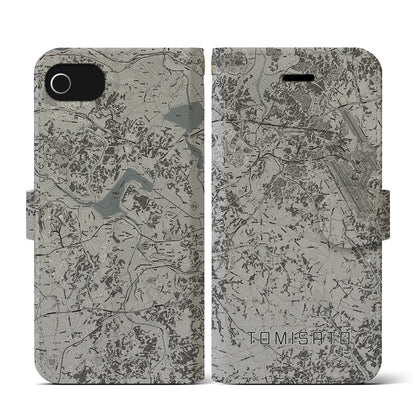 【富里（千葉県）】地図柄iPhoneケース（手帳タイプ）モノトーン・iPhone SE（第3 / 第2世代） / 8 / 7 / 6s / 6 用