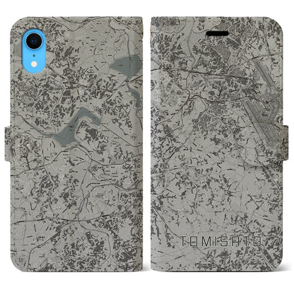 【富里（千葉県）】地図柄iPhoneケース（手帳タイプ）モノトーン・iPhone XR 用