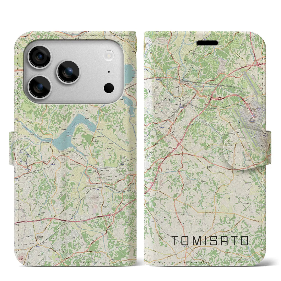 【富里（千葉県）】地図柄iPhoneケース（手帳タイプ）ナチュラル・iPhone 17 Pro Max 用