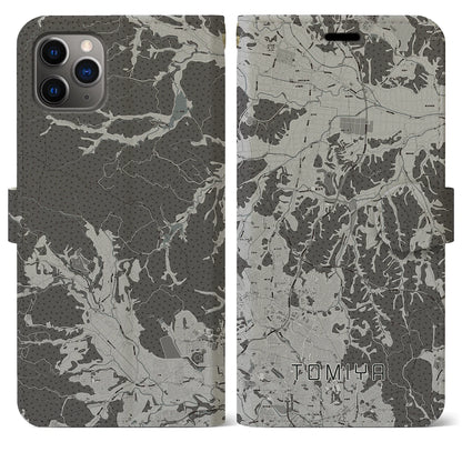 【富谷（宮城県）】地図柄iPhoneケース（手帳タイプ）モノトーン・iPhone 11 Pro Max 用