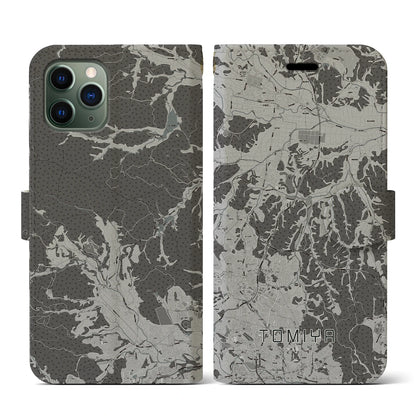 【富谷（宮城県）】地図柄iPhoneケース（手帳タイプ）モノトーン・iPhone 11 Pro 用