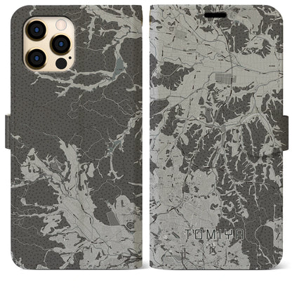 【富谷（宮城県）】地図柄iPhoneケース（手帳タイプ）モノトーン・iPhone 12 Pro Max 用