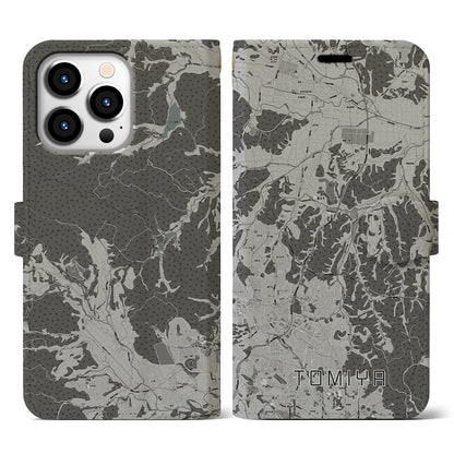 【富谷（宮城県）】地図柄iPhoneケース（手帳タイプ）モノトーン・iPhone 13 Pro 用