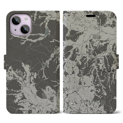 【富谷（宮城県）】地図柄iPhoneケース（手帳タイプ）モノトーン・iPhone 14 用