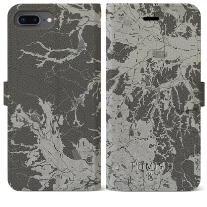 【富谷（宮城県）】地図柄iPhoneケース（手帳タイプ）モノトーン・iPhone 8Plus /7Plus / 6sPlus / 6Plus 用