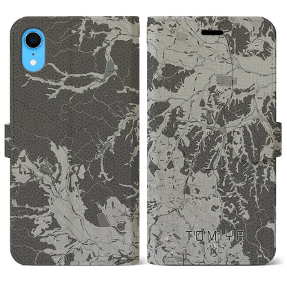 【富谷（宮城県）】地図柄iPhoneケース（手帳タイプ）モノトーン・iPhone XR 用