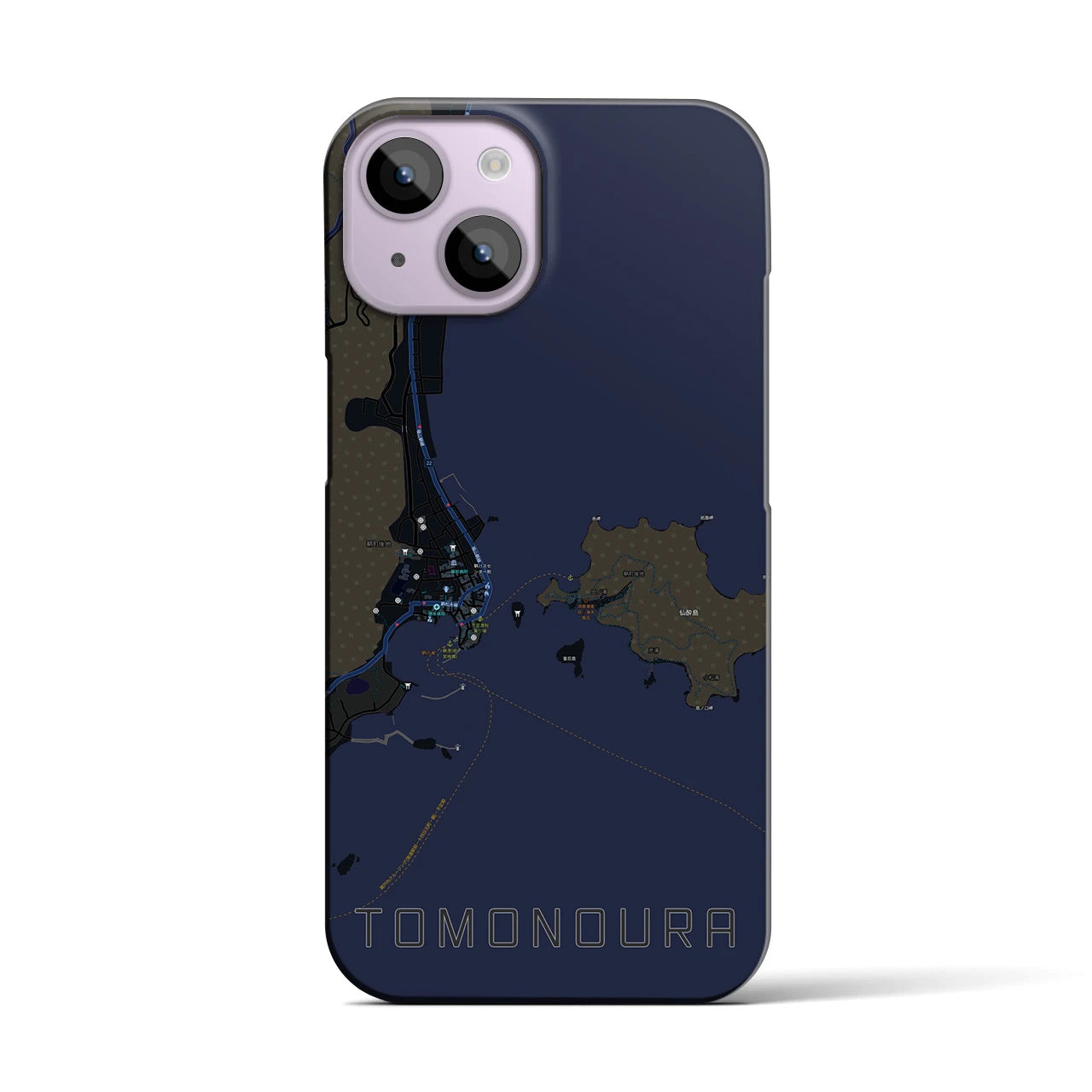 【鞆の浦（広島県）】地図柄iPhoneケース（バックカバータイプ）
