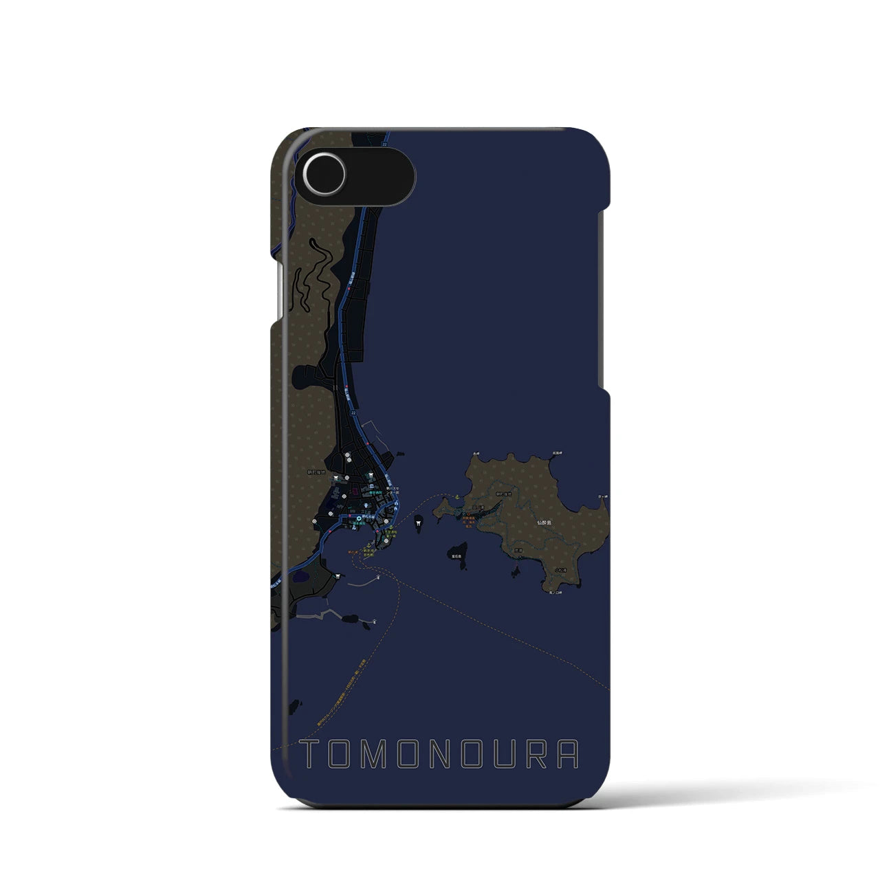 【鞆の浦（広島県）】地図柄iPhoneケース（バックカバータイプ）