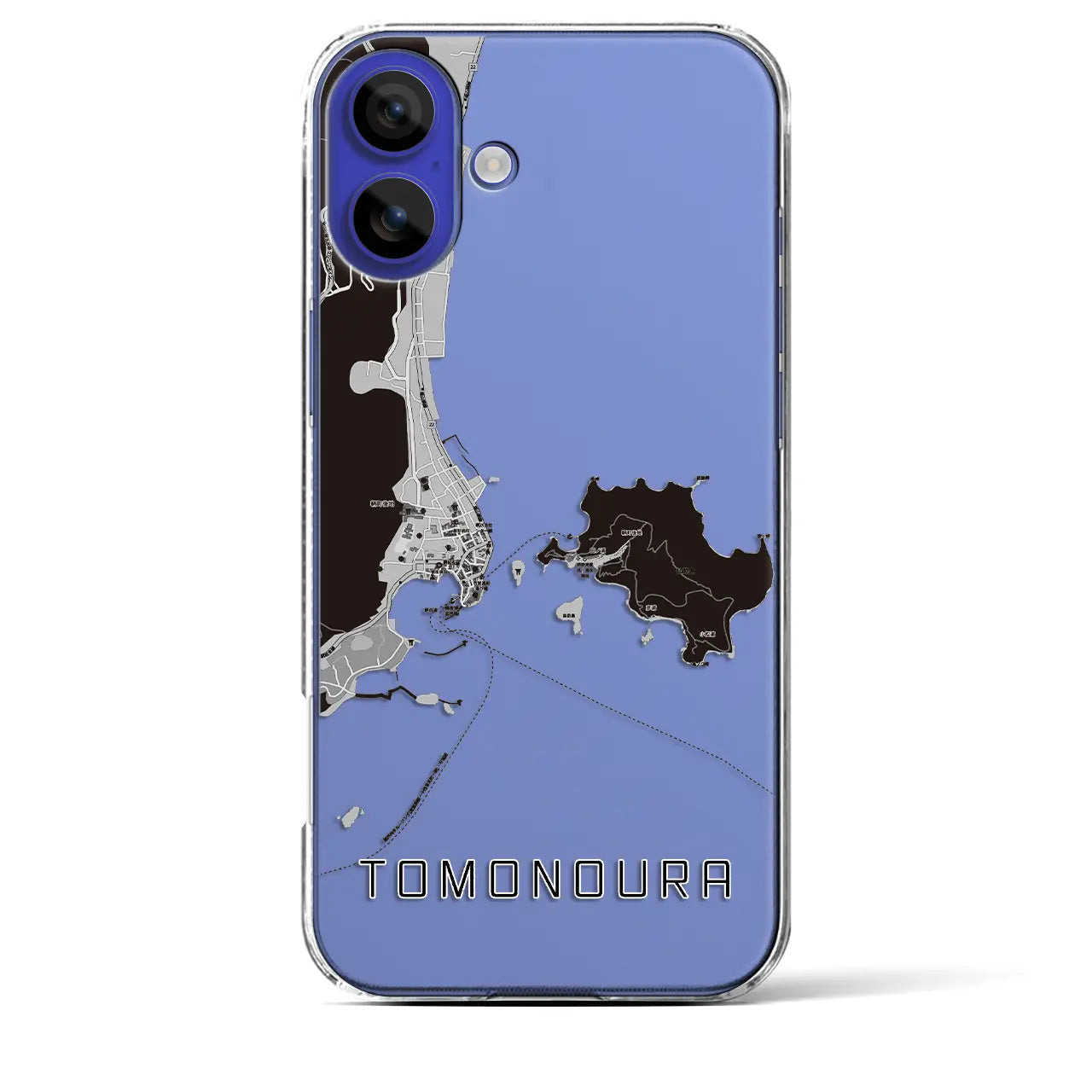 【鞆の浦（広島県）】地図柄iPhoneケース（クリアタイプ）モノトーン・iPhone 16 Pro Max 用