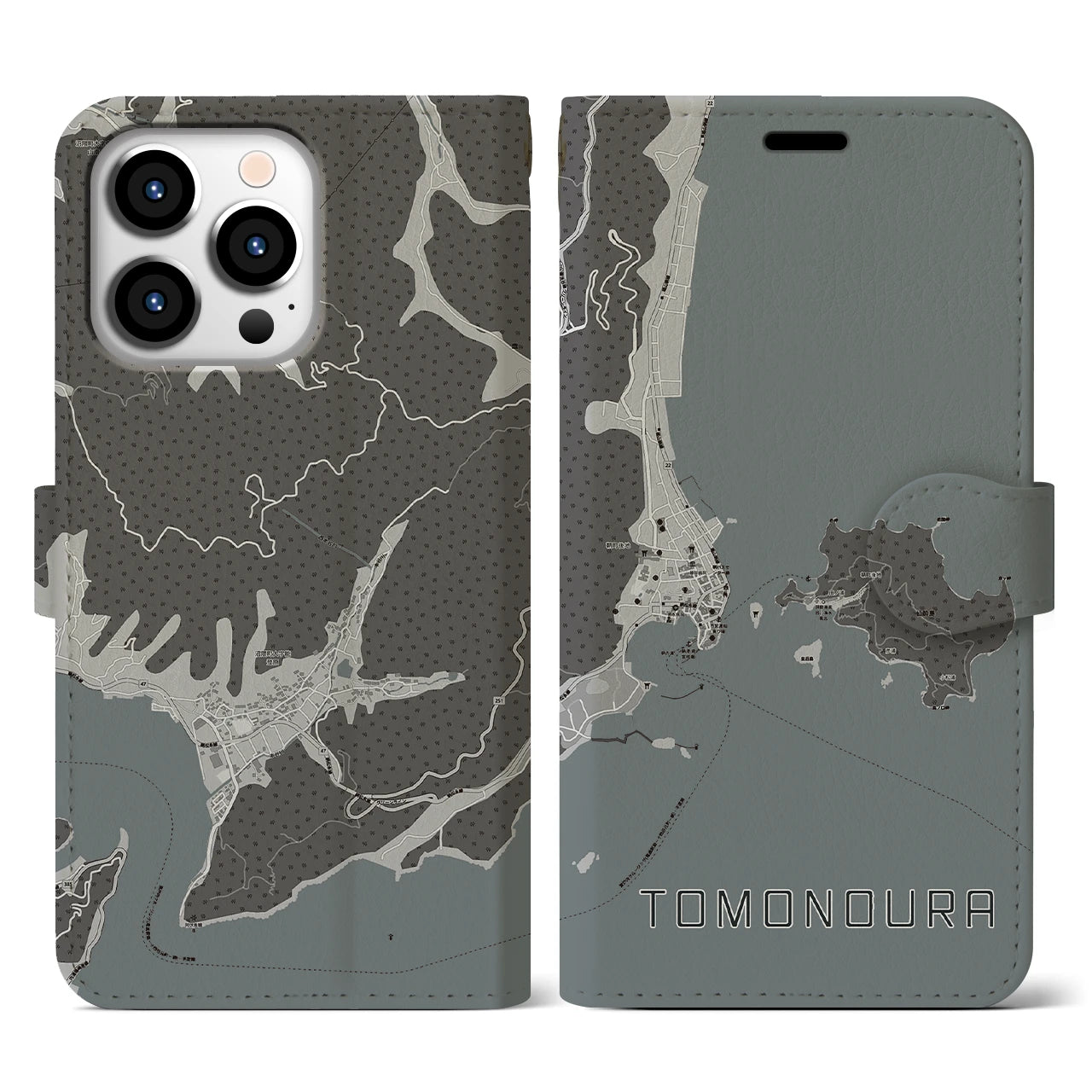 【鞆の浦（広島県）】地図柄iPhoneケース（手帳タイプ）