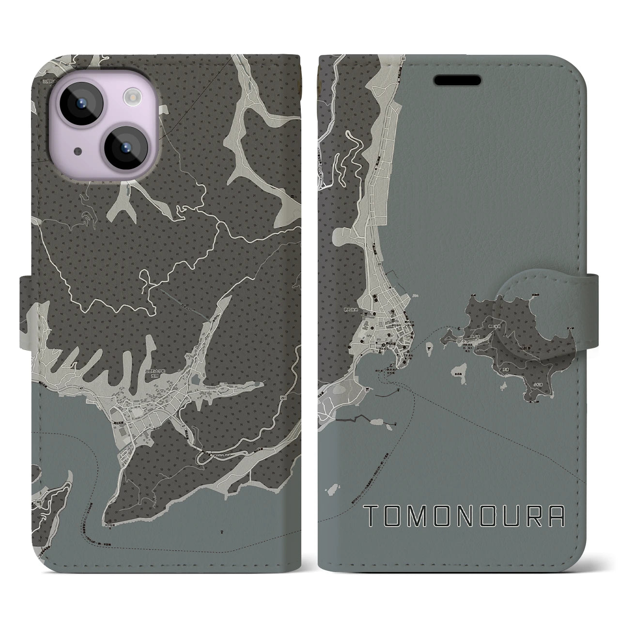 【鞆の浦（広島県）】地図柄iPhoneケース（手帳タイプ）