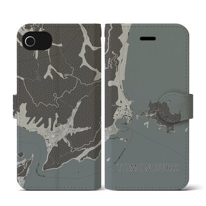 【鞆の浦（広島県）】地図柄iPhoneケース（手帳タイプ）モノトーン・iPhone SE（第3 / 第2世代） / 8 / 7 / 6s / 6 用