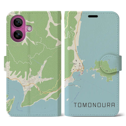 【鞆の浦（広島県）】地図柄iPhoneケース（手帳タイプ）ナチュラル・iPhone 16 Pro 用