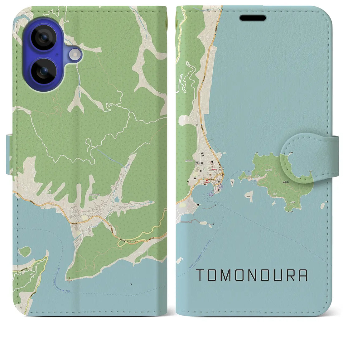 【鞆の浦（広島県）】地図柄iPhoneケース（手帳タイプ）ナチュラル・iPhone 16 Pro Max 用