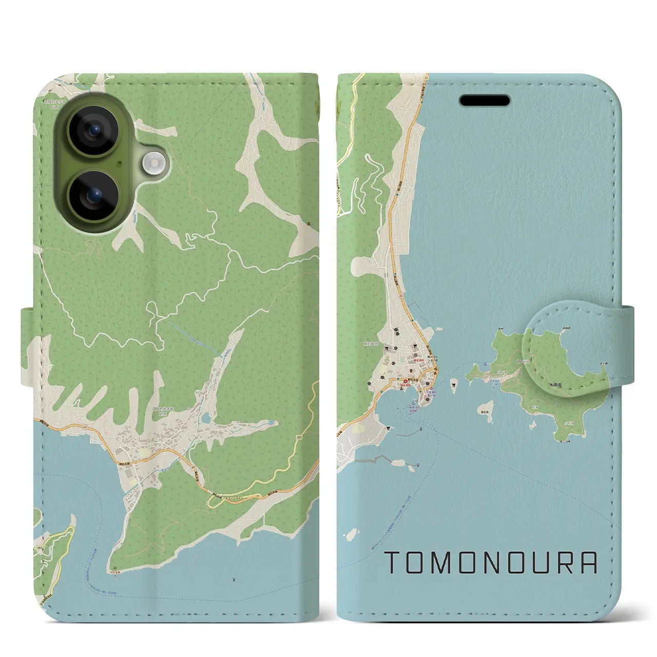 【鞆の浦（広島県）】地図柄iPhoneケース（手帳タイプ）モノトーン・iPhone 17 Pro Max 用