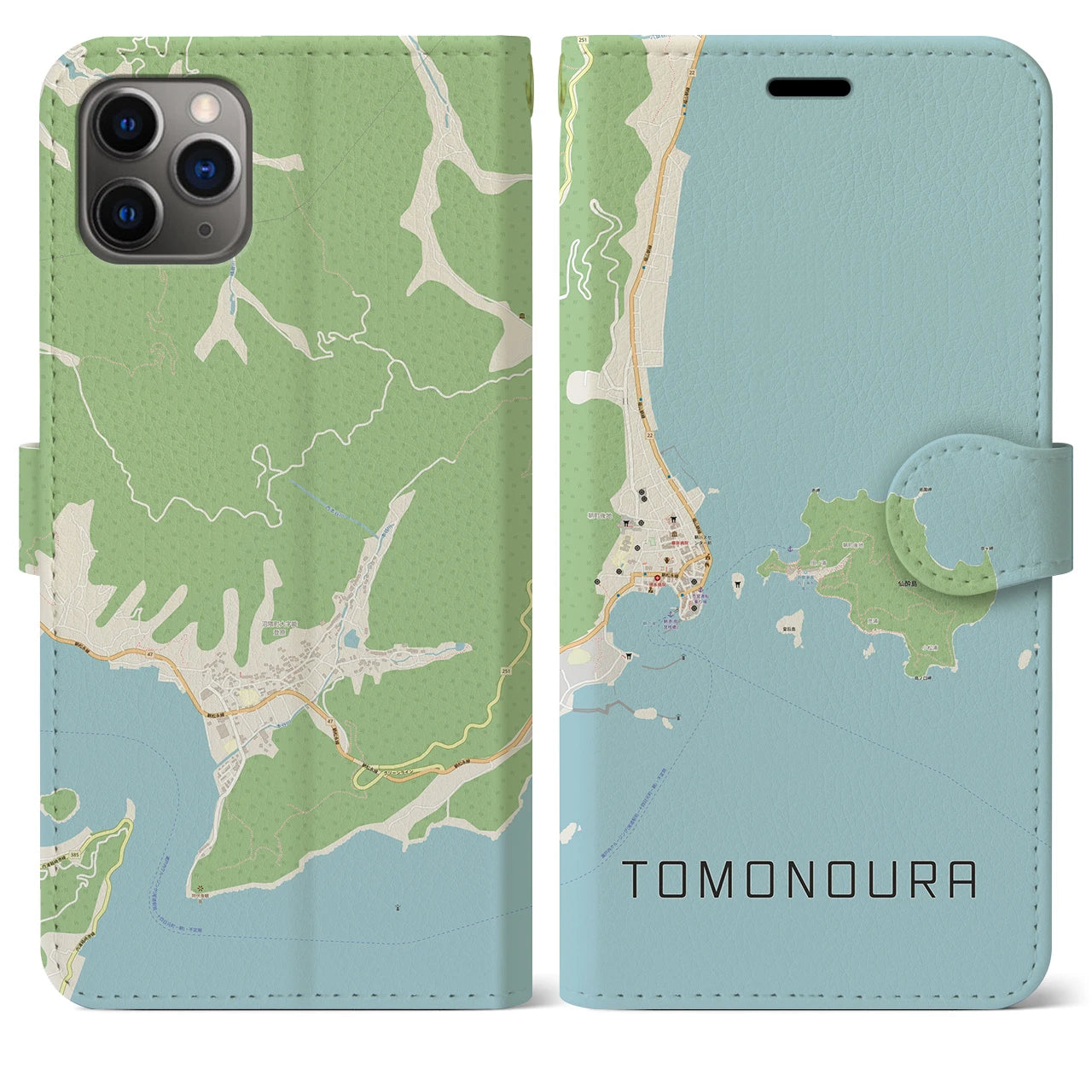 【鞆の浦（広島県）】地図柄iPhoneケース（手帳タイプ）