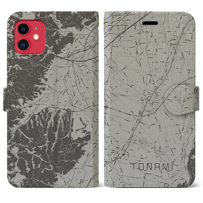 【砺波（富山県）】地図柄iPhoneケース（手帳タイプ）モノトーン・iPhone 11 用