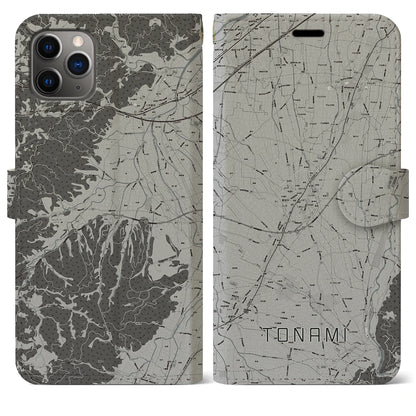 【砺波（富山県）】地図柄iPhoneケース（手帳タイプ）モノトーン・iPhone 11 Pro Max 用