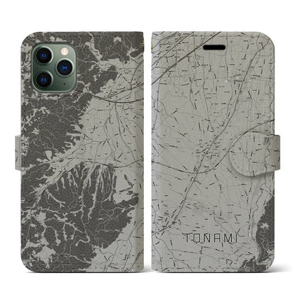 【砺波（富山県）】地図柄iPhoneケース（手帳タイプ）モノトーン・iPhone 11 Pro 用