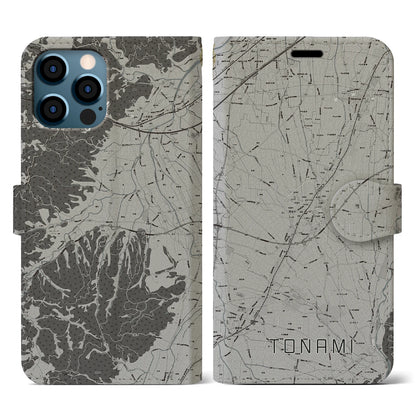 【砺波（富山県）】地図柄iPhoneケース（手帳タイプ）モノトーン・iPhone 12 / 12 Pro 用