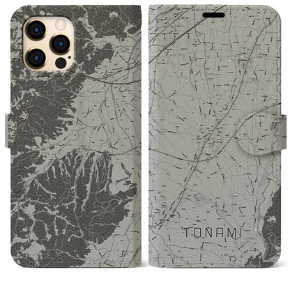 【砺波（富山県）】地図柄iPhoneケース（手帳タイプ）モノトーン・iPhone 12 Pro Max 用