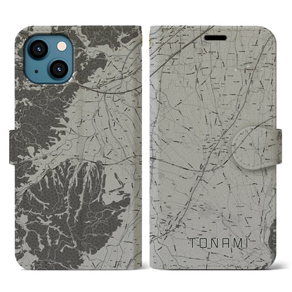 【砺波（富山県）】地図柄iPhoneケース（手帳タイプ）モノトーン・iPhone 13 用