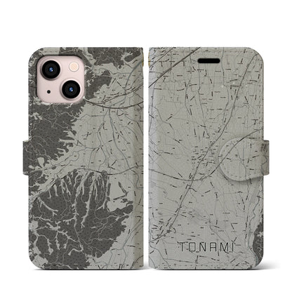 【砺波（富山県）】地図柄iPhoneケース（手帳タイプ）モノトーン・iPhone 13 mini 用