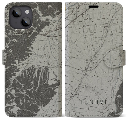 【砺波（富山県）】地図柄iPhoneケース（手帳タイプ）モノトーン・iPhone 14 Plus 用