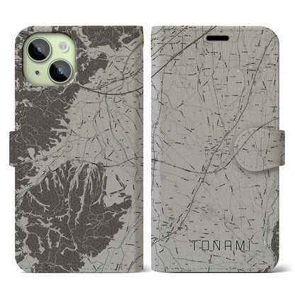 【砺波（富山県）】地図柄iPhoneケース（手帳タイプ）モノトーン・iPhone 15 用