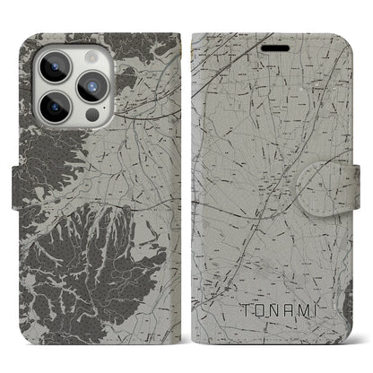 【砺波（富山県）】地図柄iPhoneケース（手帳タイプ）モノトーン・iPhone 15 Pro 用