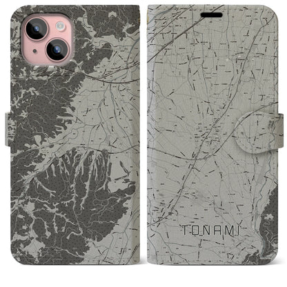 【砺波（富山県）】地図柄iPhoneケース（手帳タイプ）モノトーン・iPhone 15 Plus 用