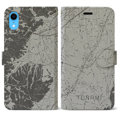 【砺波（富山県）】地図柄iPhoneケース（手帳タイプ）モノトーン・iPhone XR 用