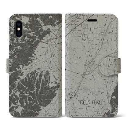 【砺波（富山県）】地図柄iPhoneケース（手帳タイプ）モノトーン・iPhone XS / X 用