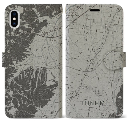 【砺波（富山県）】地図柄iPhoneケース（手帳タイプ）モノトーン・iPhone XS Max 用