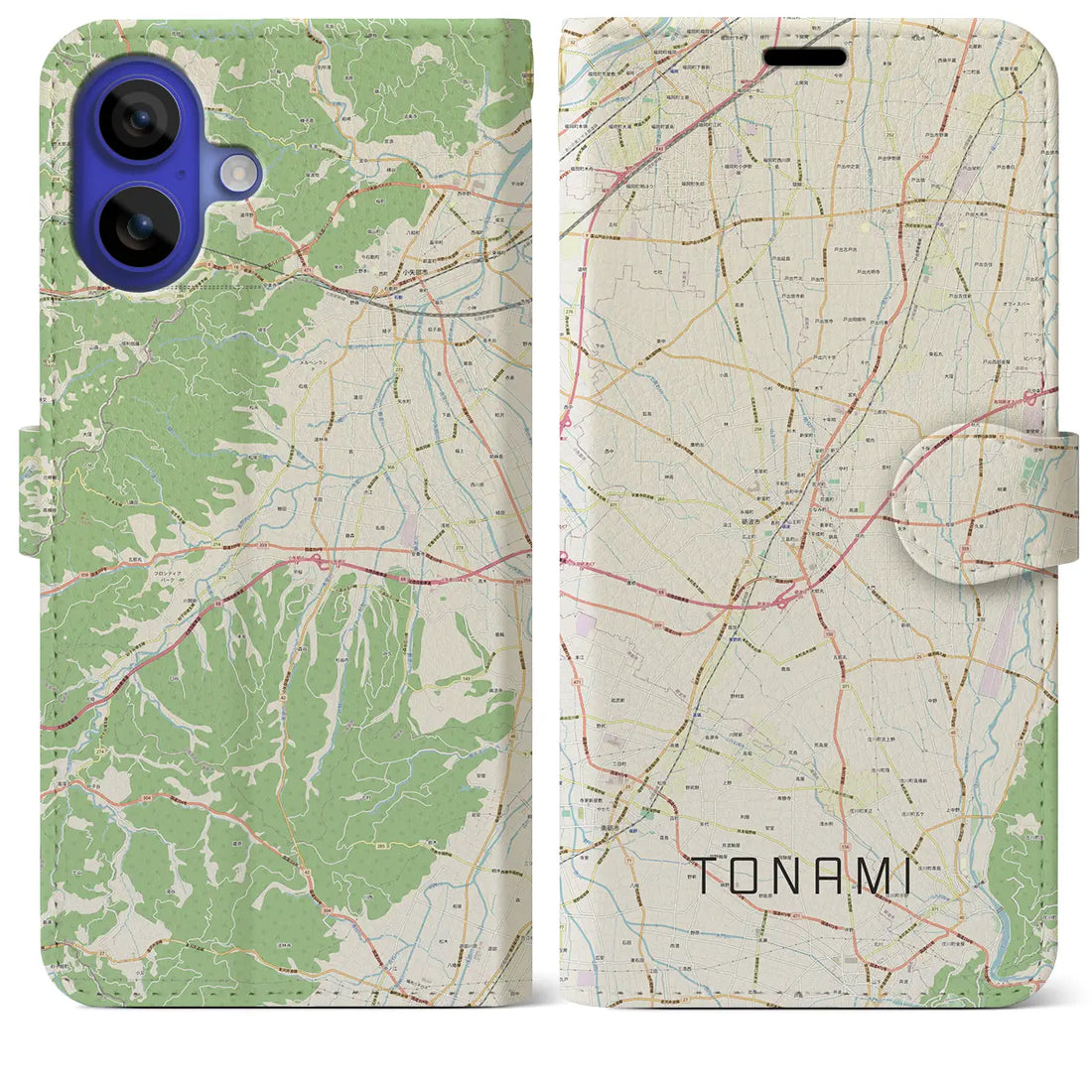 【砺波(富山県)】地図柄iPhoneケース(手帳タイプ)ナチュラル・iPhone 16 Pro Max 用