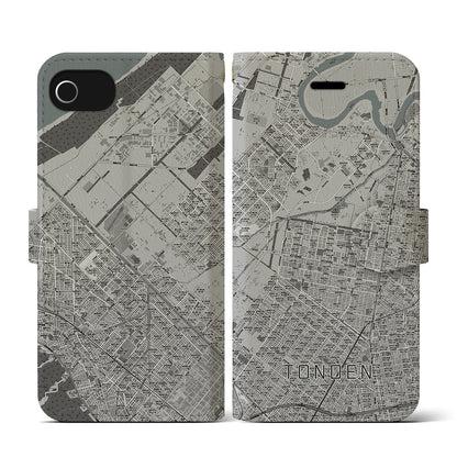 【屯田（北海道）】地図柄iPhoneケース（手帳タイプ）モノトーン・iPhone SE（第3 / 第2世代） / 8 / 7 / 6s / 6 用