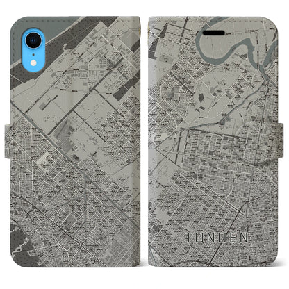 【屯田（北海道）】地図柄iPhoneケース（手帳タイプ）モノトーン・iPhone XR 用